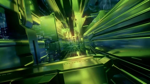 3d render, abstract urban virtual reality tunnel. Futuristic motion graphic. Stock Footage 91044301