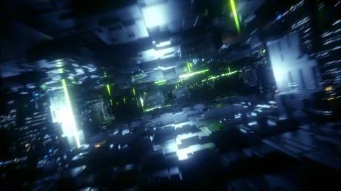 3d render, abstract urban virtual reality tunnel. Futuristic motion graphic. Stock Footage 91044386