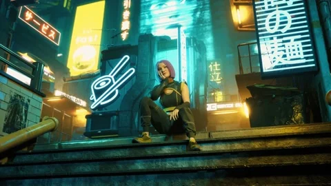 3D render, abstract urban virtual realityl. Stock Footage 230301133