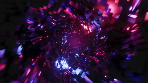 3D render of abstract VJ Loop flying inside of the digital brain with neon Stock Footage 159068764