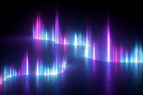 3d render, abstract wallpaper with blue pink violet neon light Illustrazione stock