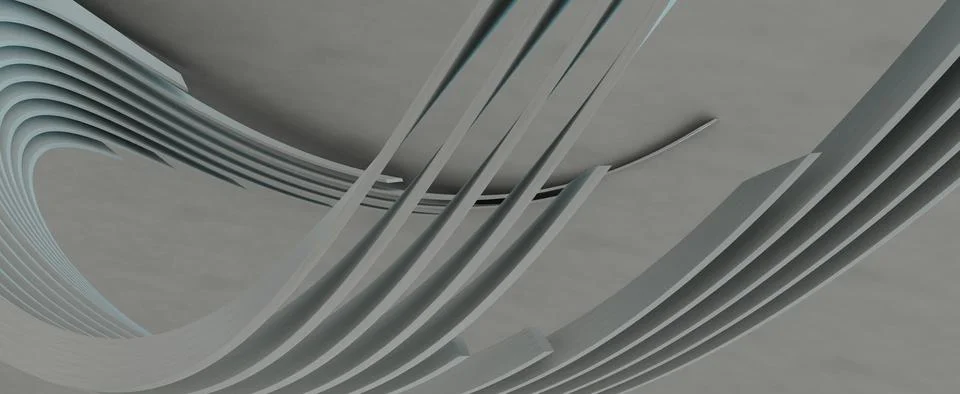 3D render of an abstract wave patterns on a gray background Stock Illustration