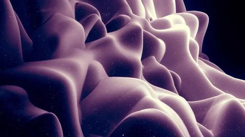 3d render. Abstract waves of soft black matte material with light inner glow and Stock Illustration