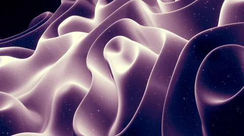3d render. Abstract waves of soft black matte material with light inner glow and Stock Illustration