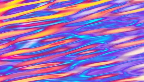 3d render, abstract wavy liquid background, rainbow lava, sunset water Stock Illustration