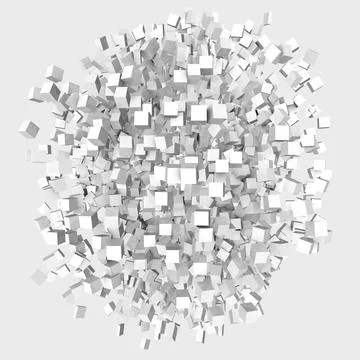 3D render. Abstract white background.  Explosion on the background. Stock Illustration