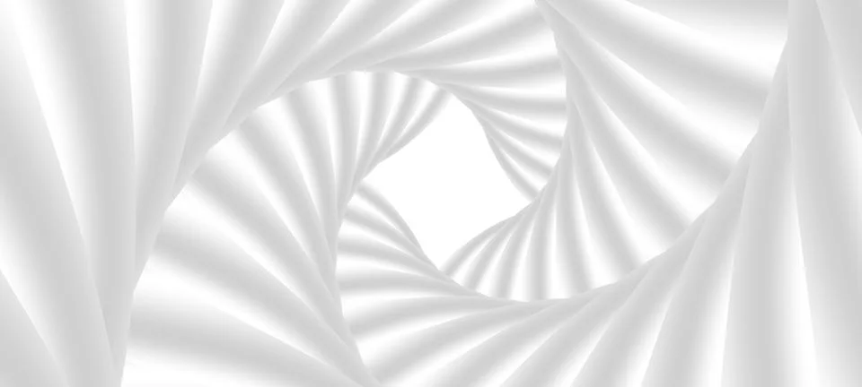 3d render, abstract white geometric background, minimal flat lay, twisted spi Stock Illustration