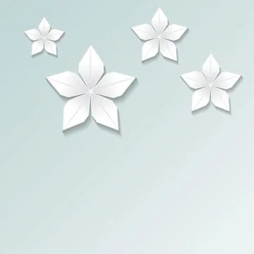 3d render, abstract white paper flowers, pastel floral background, decorative Stock Illustration