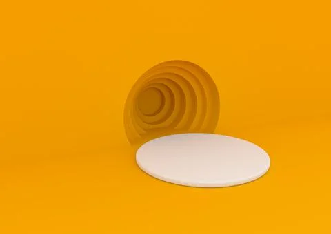 3D Render of Abstract Yellow Composition with Podium. Product Presentation. Stock Illustration