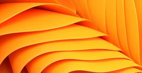 3d render abstract yellow orange layered background. Fashion wallpaper with Illustrazione stock