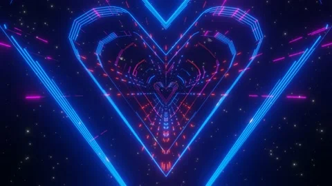 3d render abstraction in the form of multicolored neon hearts in infinity. Stock Footage 168258169
