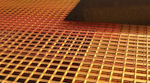 3D Render Abstract,metallic red and yellow plane wire frame Stock Illustration