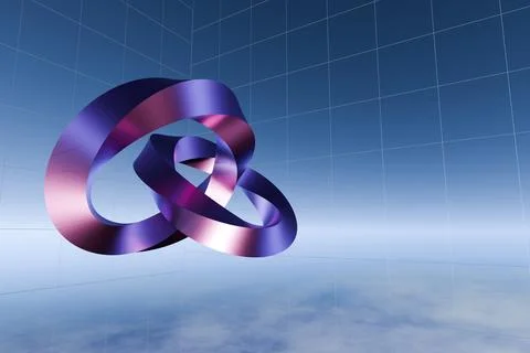 3d render of abstratc metallic rings in sky Illustrazione stock
