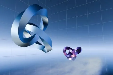3d render of abstratc metallic rings in sky Illustrazione stock