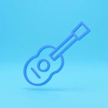 3d render of Acoustic guitar line icon. linear style sign for mobile concept  Stock Illustration