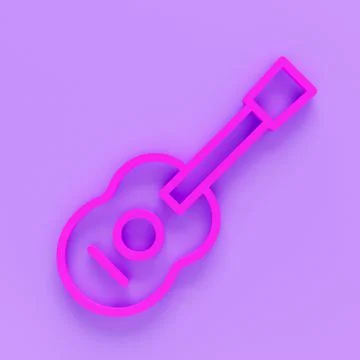 3d render of Acoustic guitar line icon. linear style sign for mobile concept  Ilustração Stock