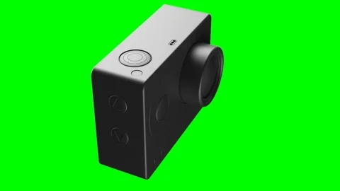 3d render action camera on a green background Stock Footage 87170652