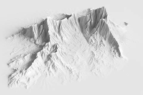 3D render of the aerial landscape of a mountain. Stock Illustration