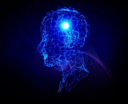 3D render AI. Artificial intelligence concept. Ai digital brain. Abstract Stock Illustration