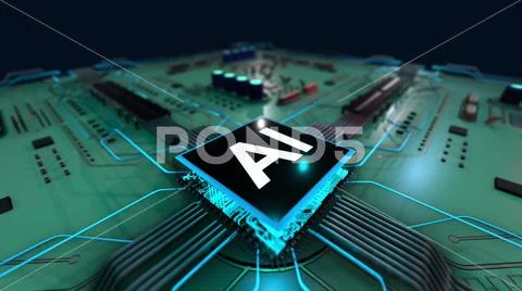 3D render AI artificial intelligence technology CPU central processor ...