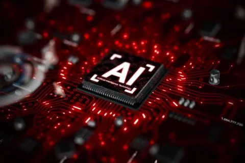 3D render AI artificial intelligence technology CPU central processor unit ch Stock Photos