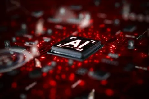 3D render AI artificial intelligence technology CPU central processor unit ch Stock Photos
