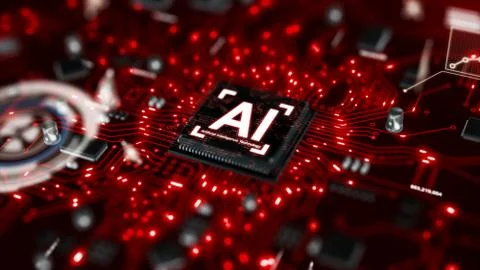 3D render AI artificial intelligence technology CPU central processor unit ch Stock Photos