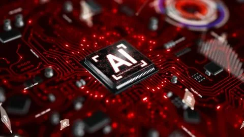 3D render AI artificial intelligence technology CPU central processor unit ch Stock Photos