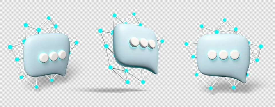 3D render of AI chat bubble with neural network Stock Illustration