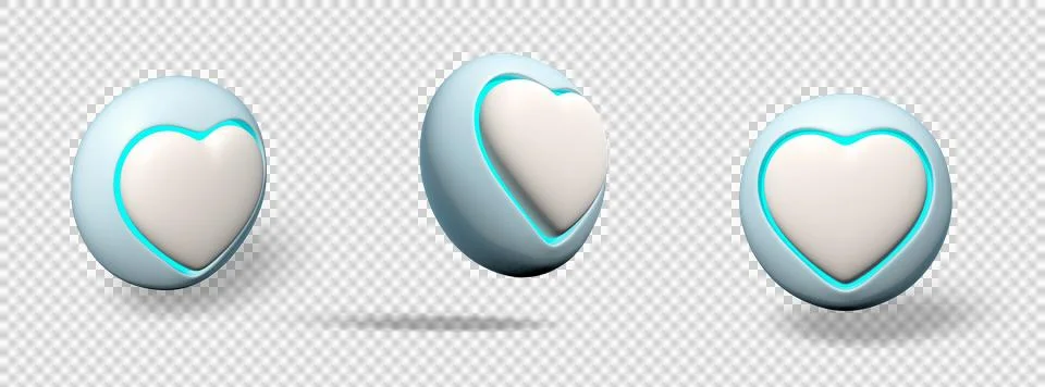 3D render of AI heart icon. Ai like icon Illustrazione stock
