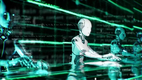 3d render of ai robot artificial intelligence with holographic background. H Stock-Footage 246678126