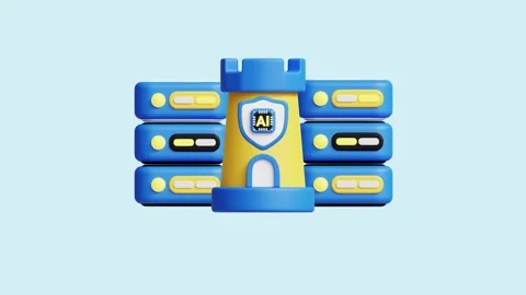 3d render of ai system servers representing secure data processing and storag Stock Footage 309873451