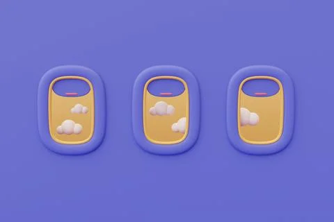 3d render of airplane window with cloude,Tourism and travel concept,holiday v Stock Illustration
