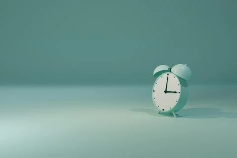3d render of alarm clock and teal background Stock Illustration