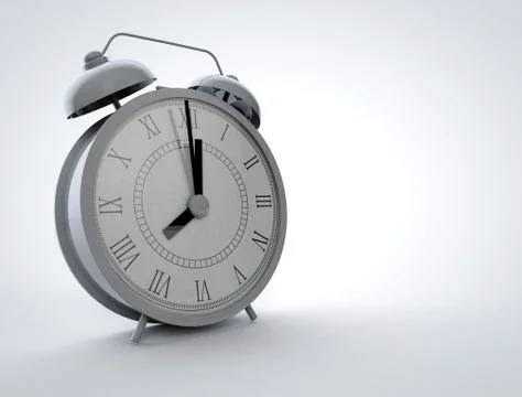 3D Render. Alarm clock made of white material. Stock Illustration