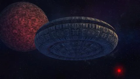 3D render. Alien spaceship UFO concept Stock Illustration