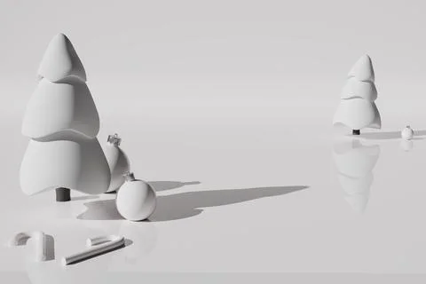 3d render of all white christmas effects Stock Illustration