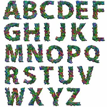 3D render of alphabet  collection with handpainted texture Stock Illustration