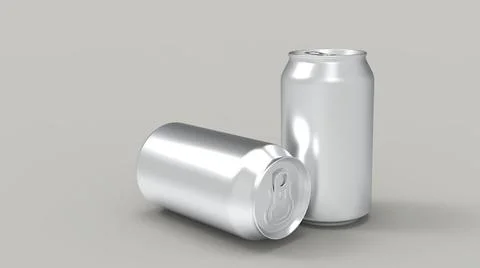 3d render aluminum beer or soda cans on a gray background. Modern design Stock Illustration