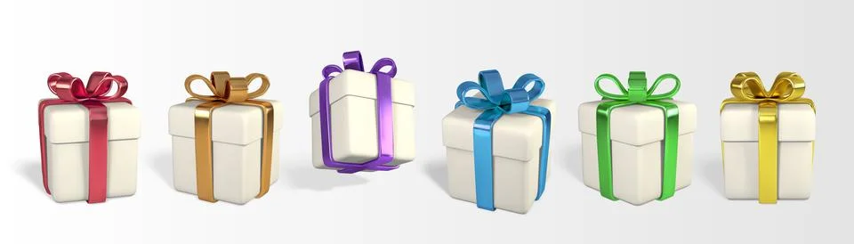 3D render and draw by mesh realistic gift box with bow. Paper box with shadow 스톡 일러스트