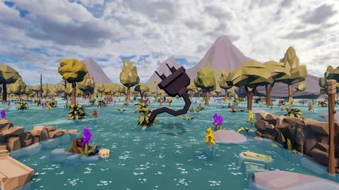 3D render and low poly Graphic resources for sustainable development goals .. Illustrazione stock