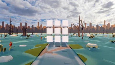 3D render and low poly Graphic resources for sustainable development goals .. Stock Illustration