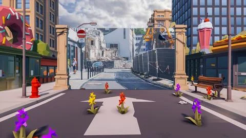 3D render and low poly Graphic resources for sustainable development goals .. Illustrazione stock
