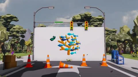 3D render and low poly Graphic resources for sustainable development goals .. Illustrazione stock