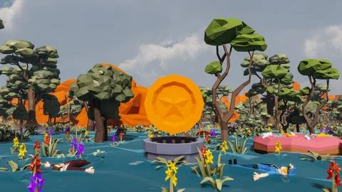 3D render and low poly Graphic resources for sustainable development goals .. Illustrazione stock