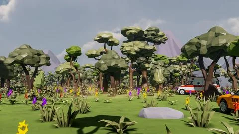 3D render and low poly Graphic resources for sustainable development goals .. イラスト素材