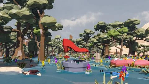 3D render and low poly Graphic resources for sustainable development goals .. Stockillustratie