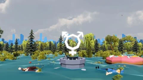 3D render and low poly Graphic resources for sustainable development goals .. Stock Illustration