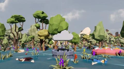 3D render and low poly Graphic resources for sustainable development goals .. Stockillustratie