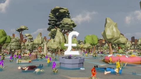 3D render and low poly Graphic resources for sustainable development goals .. Illustrazione stock